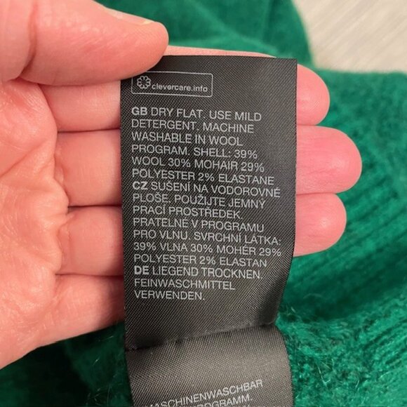 & Other Stories V-Neck Collared Wool Blend Sweater Green Size Small Preppy - Picture 10 of 12